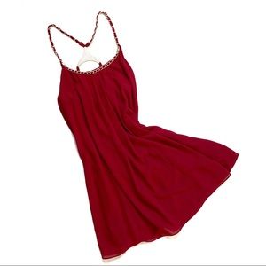 {Papaya} Maroon Chain Straight Line Dress